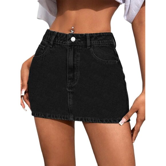 Dresses & Skirts - Denim Jean Skort High Waisted Mini Skirt with Shorts Casual Women’s